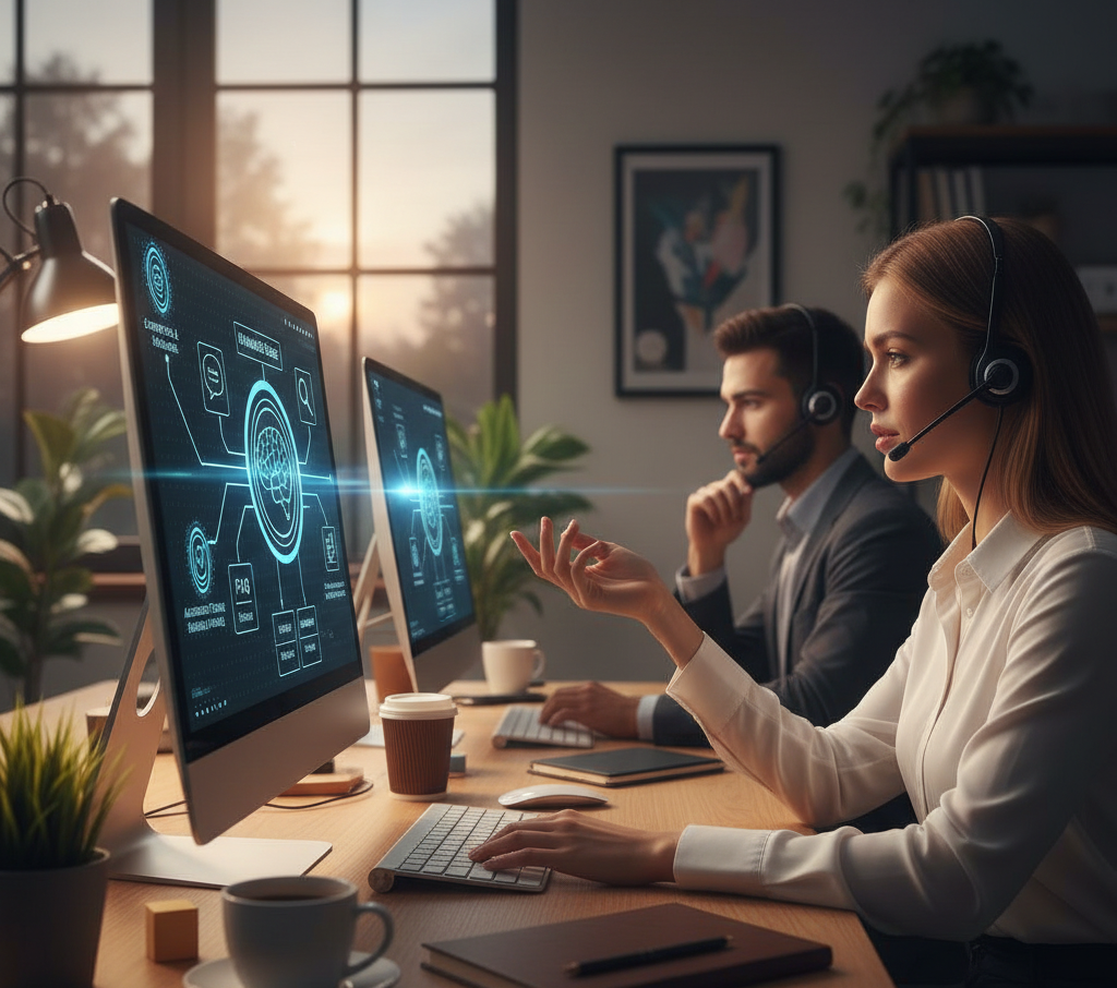 Modern AI customer service solutions integrating with small business workflows.